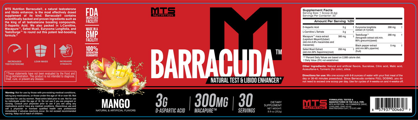 Barracuda® Natural Test & Libido Enhancer - MTS Nutrition