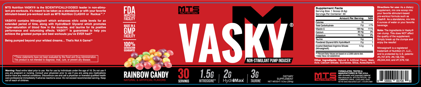 Vasky® Stimulant Free Pump Inducing Pre-Workout - MTS Nutrition