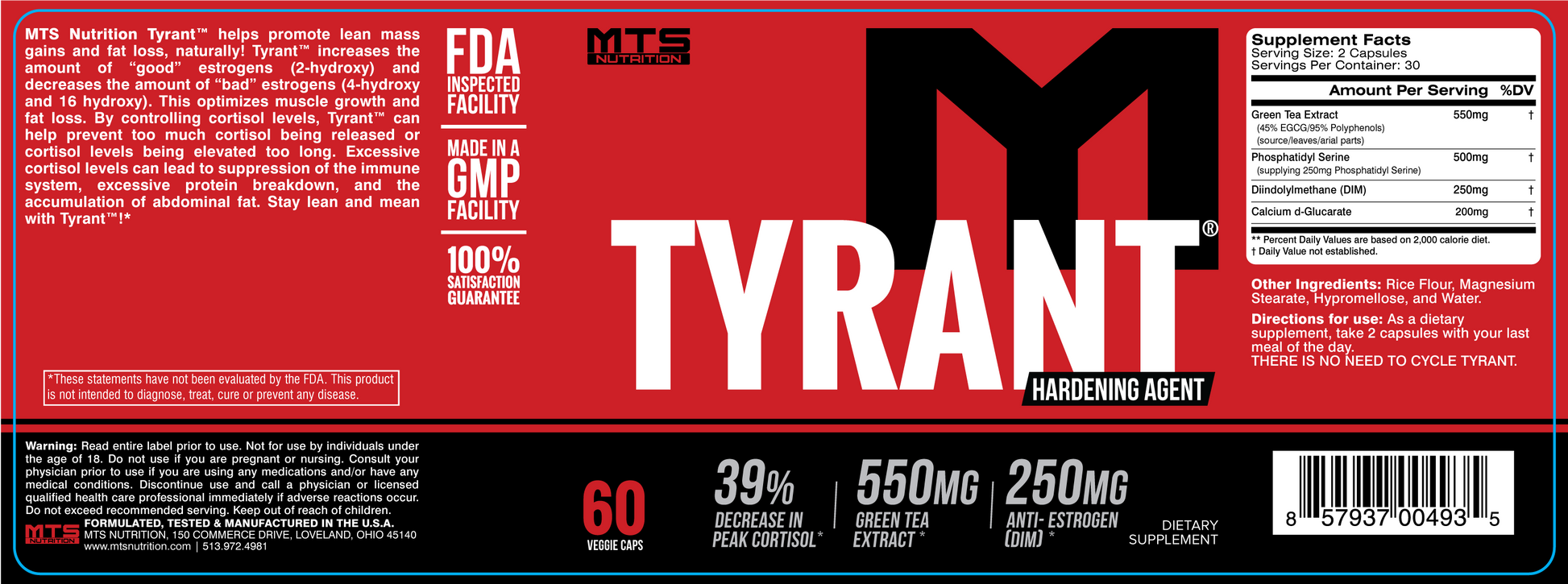 Tyrant® Cortisol Reducing Hardening Agent - MTS Nutrition